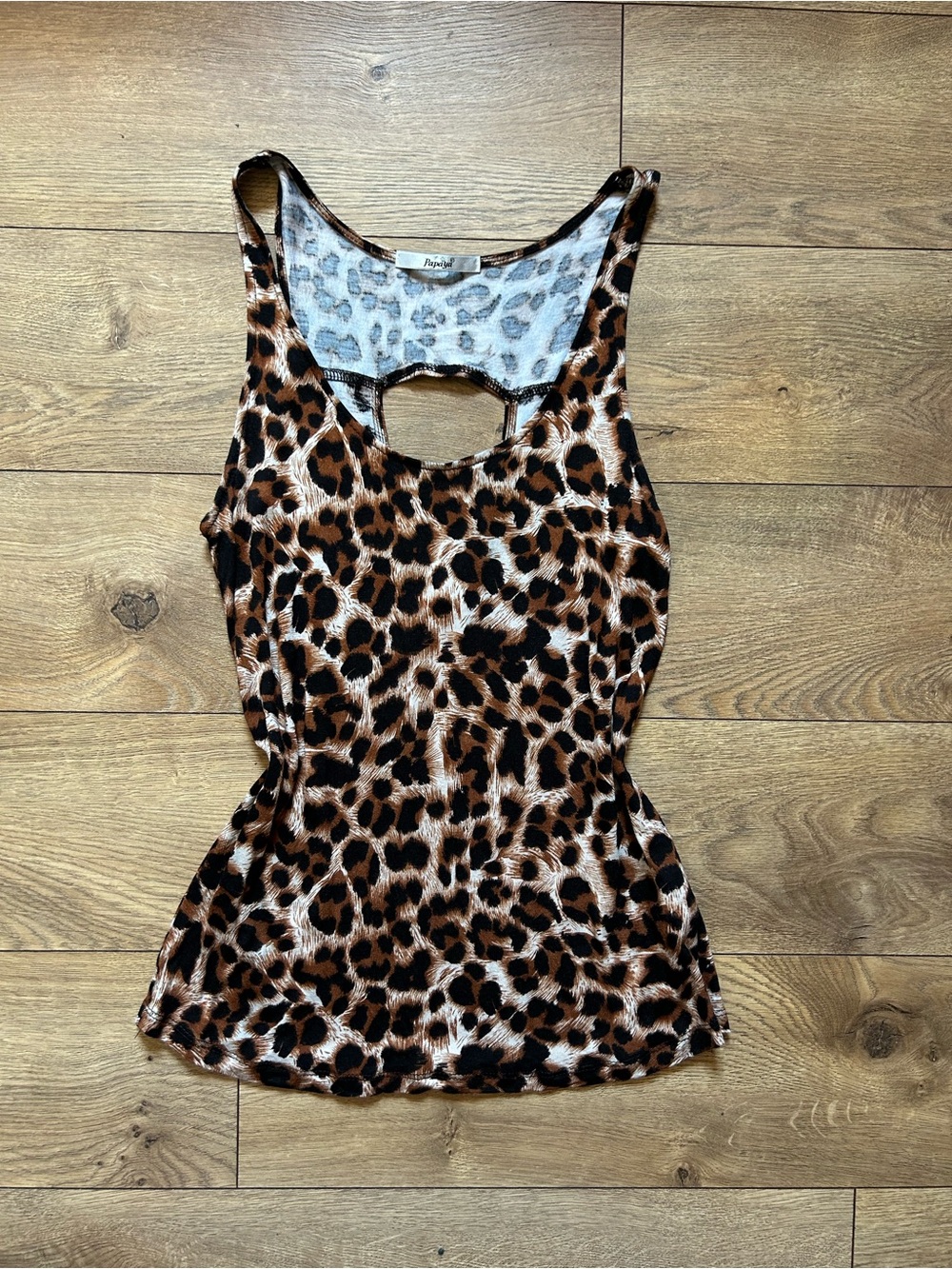 Papaya Leopard Print Cutout Tank Top